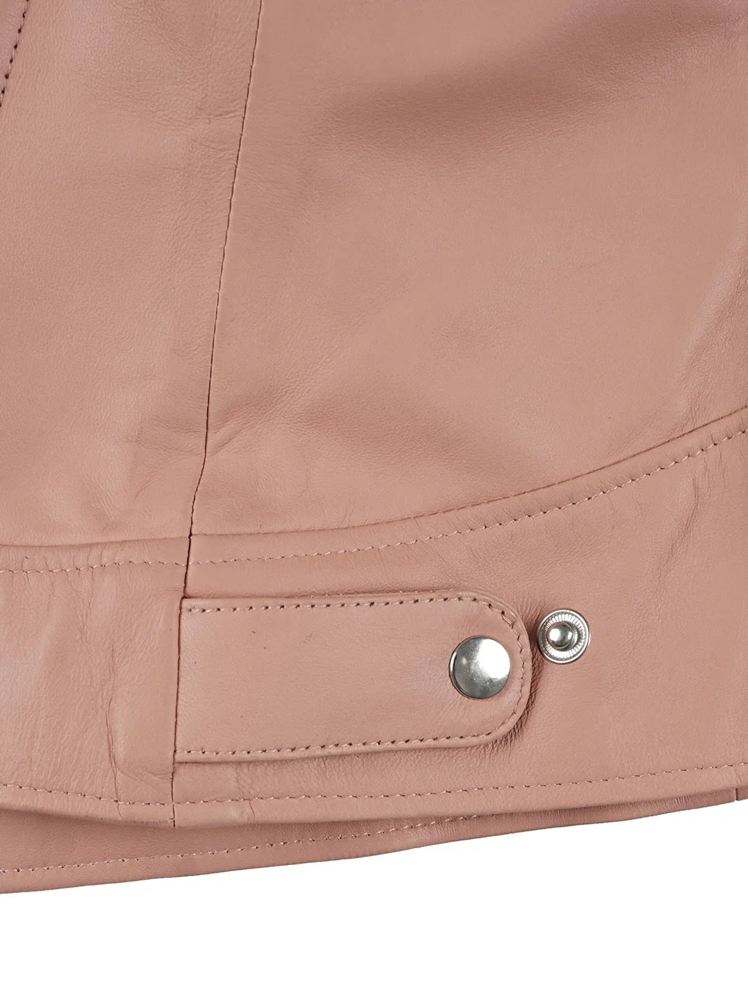 Dodge Women Light Pink Biker Style Leather Jacket