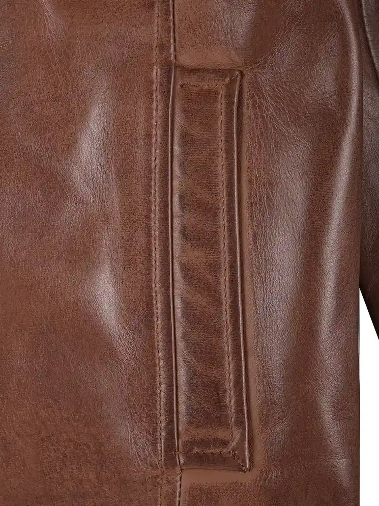 Real Leather Men's Brown Harrington Jacket