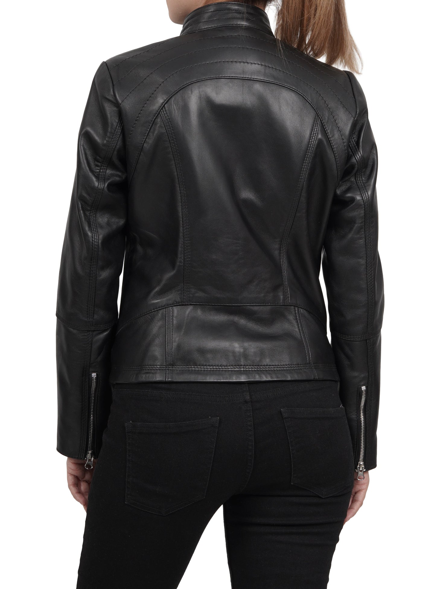 Real Leather Women's Black Biker Style Jacket