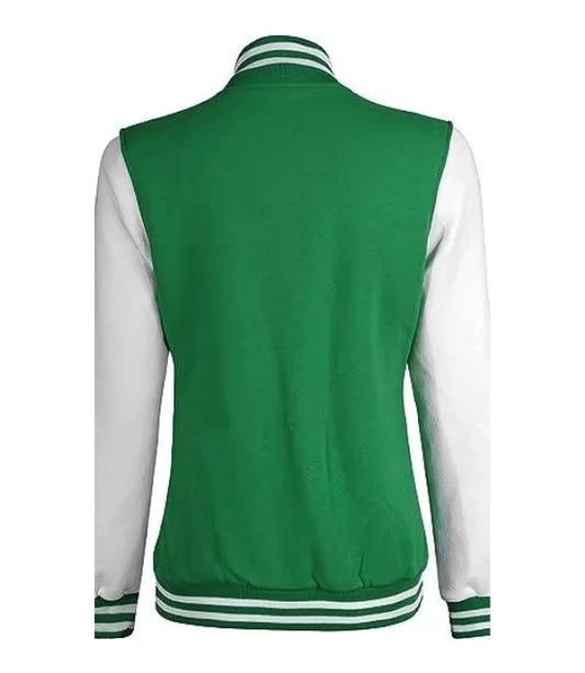 Women's Green and White Varsity Jacket