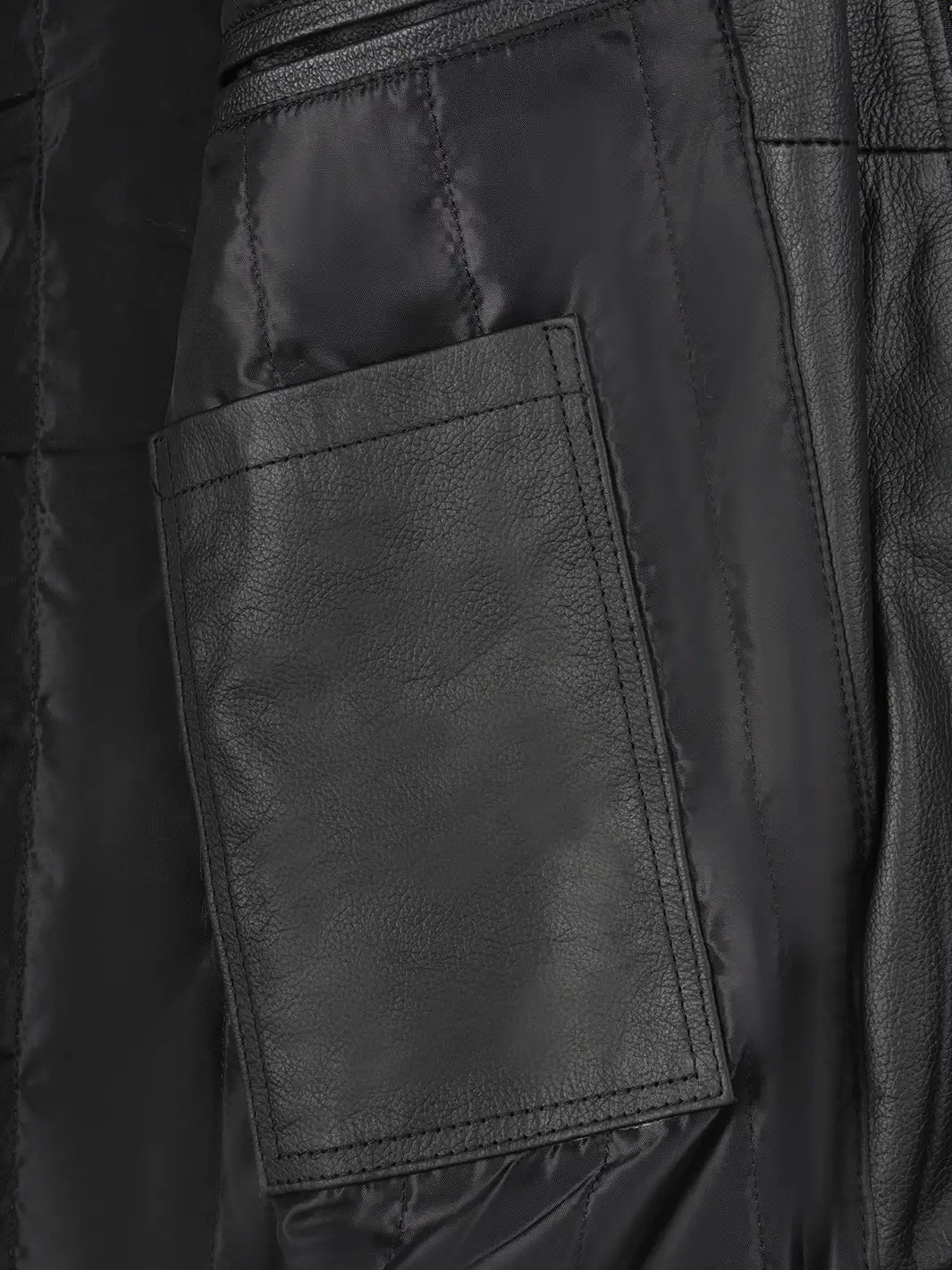 Men's Black Shirt Collar Cowhide Leather Jacket