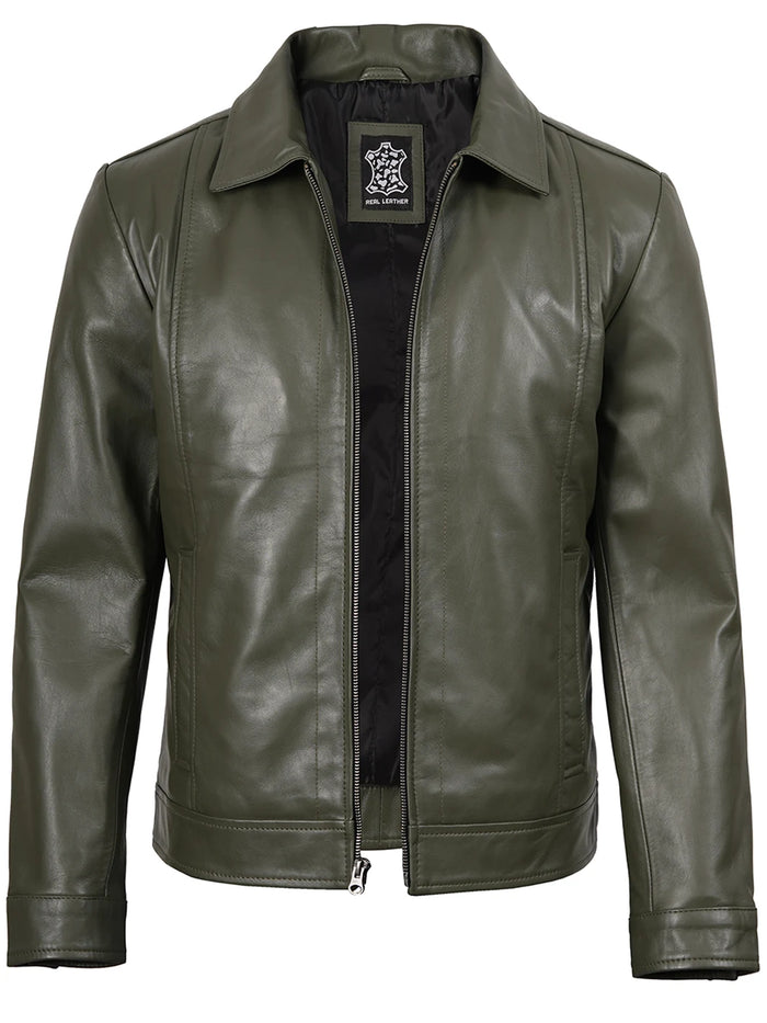 Real Leather Men's Black Harrington Classic Jacket