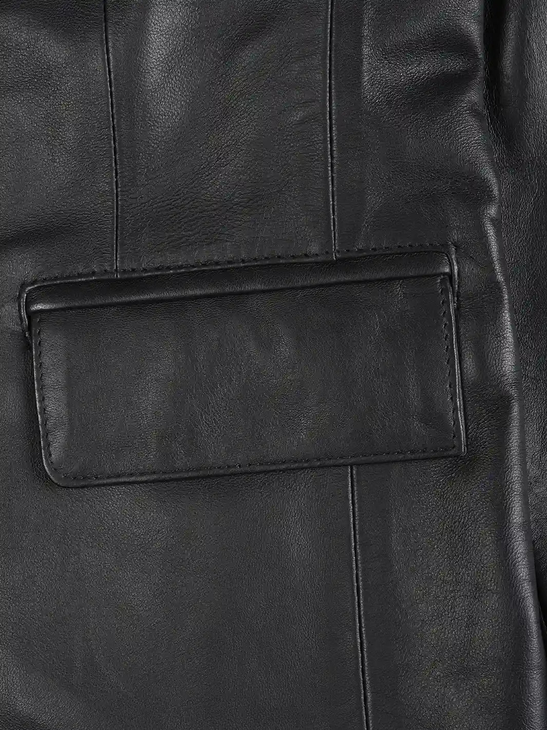 Women's Two Button Black Real Leather Blazer