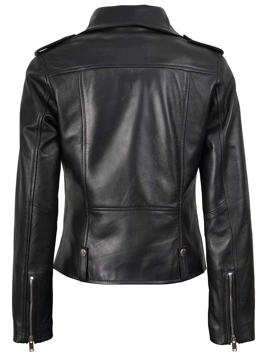 Amber Womens Asymmetrical Black Biker Style Leather Jacket