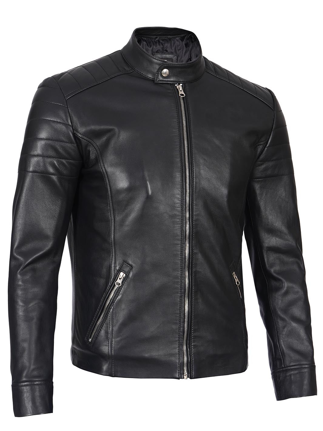 Carrie Men's Black Cafe Racer Style Leather Jacket