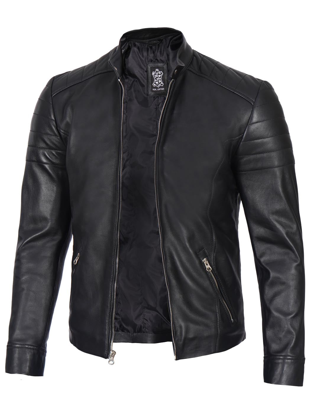Carrie Men's Black Cafe Racer Style Leather Jacket