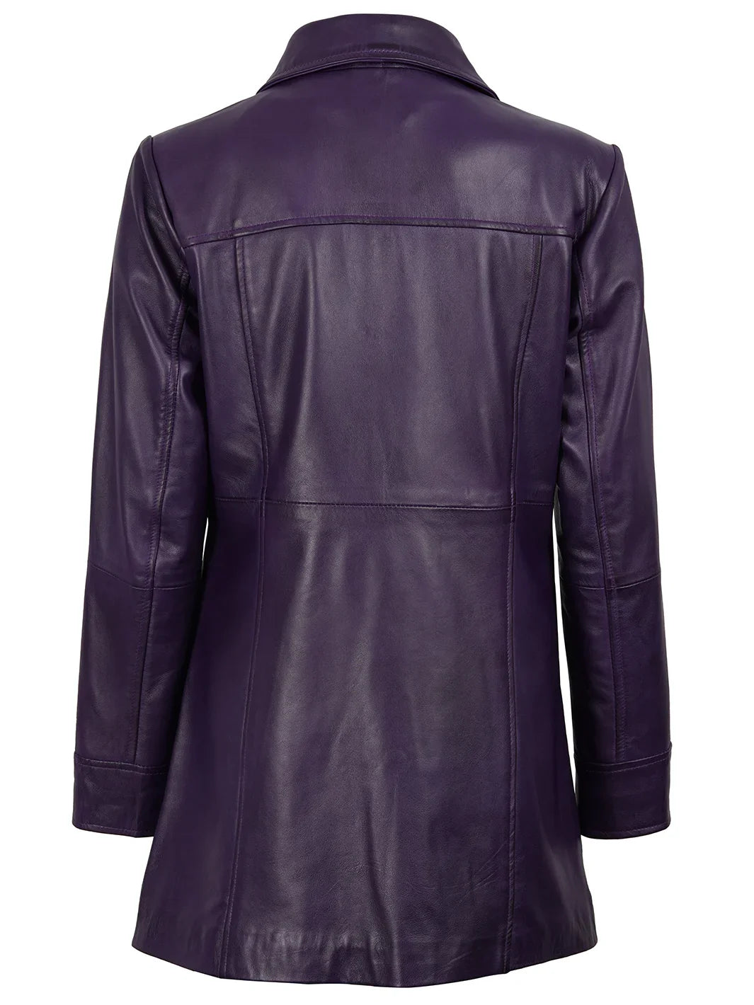 Kandis Women's Leather Purple 3/4 Length Car Coat