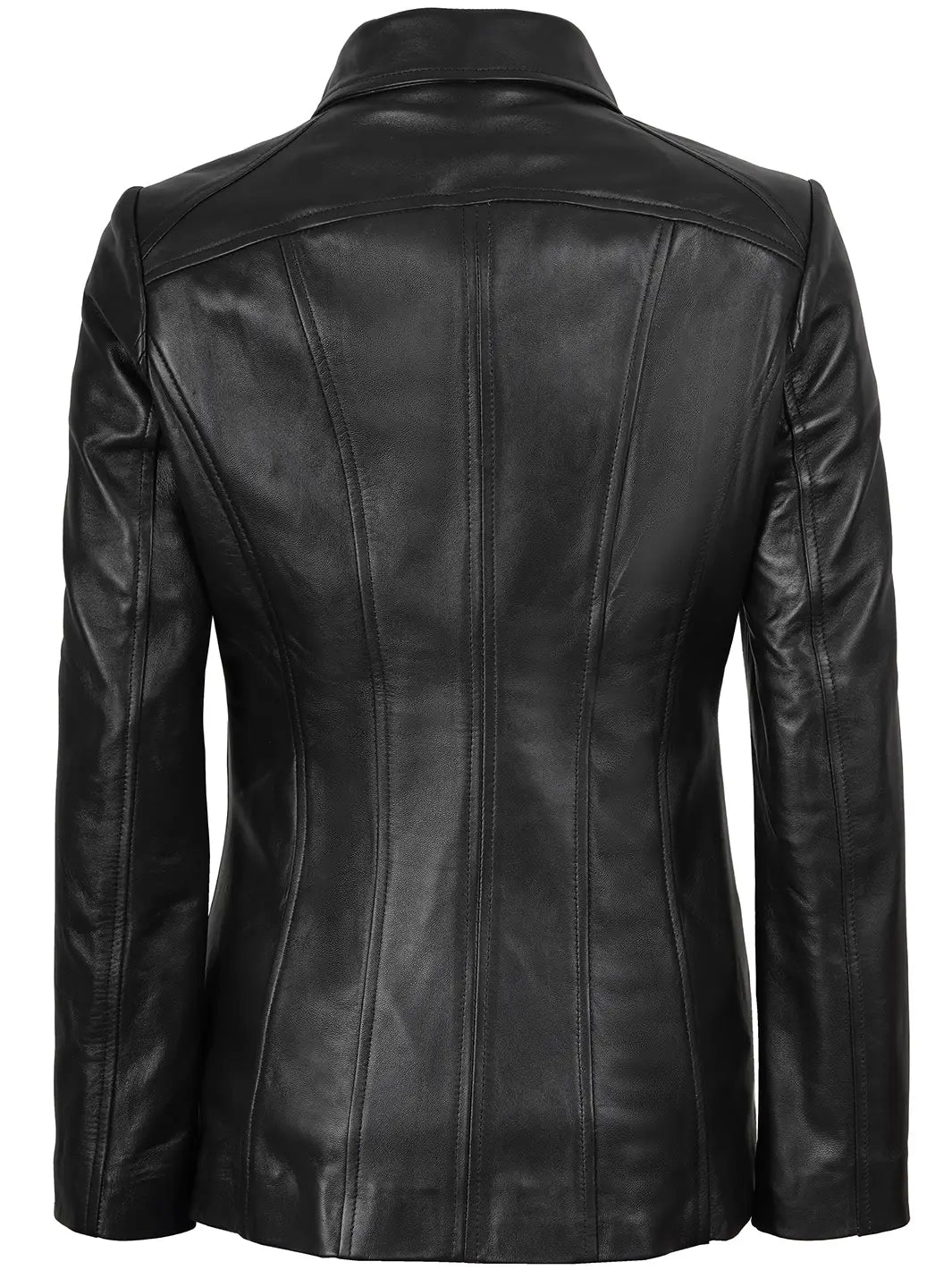 Marsha Women's Real Leather Black Car Coat