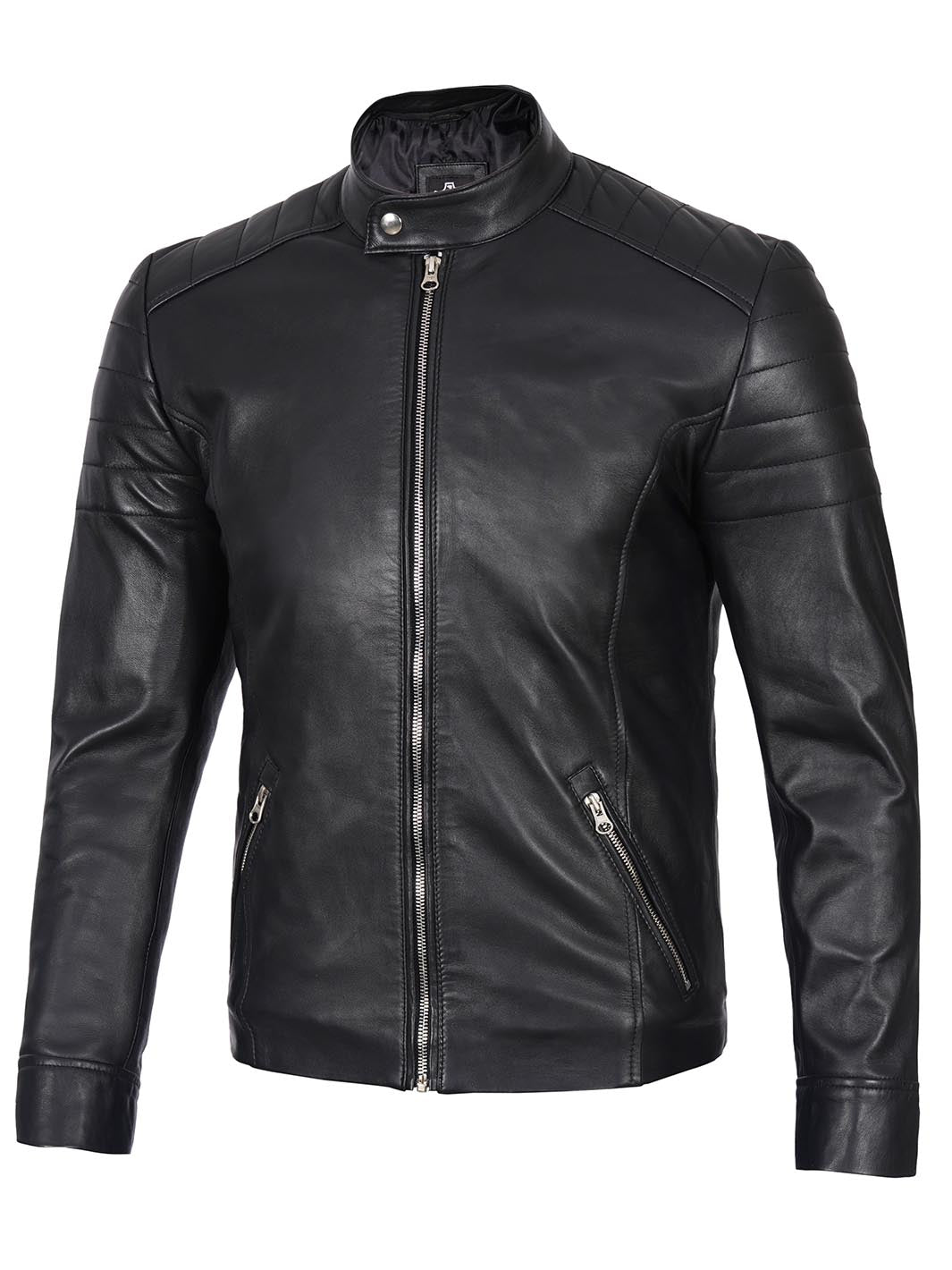 Carrie Men's Black Cafe Racer Style Leather Jacket