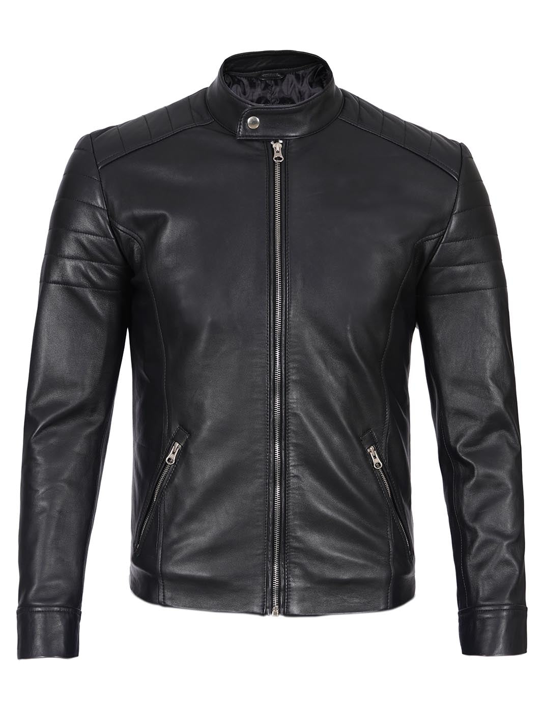 Carrie Men's Black Cafe Racer Style Leather Jacket