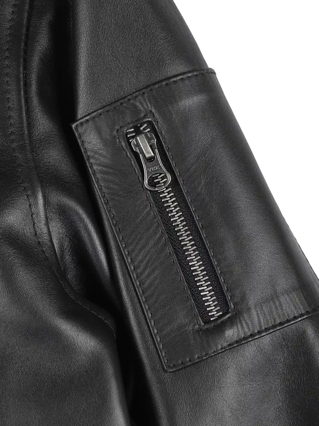 Mens Black Real Cowhide Leather Bomber Jacket