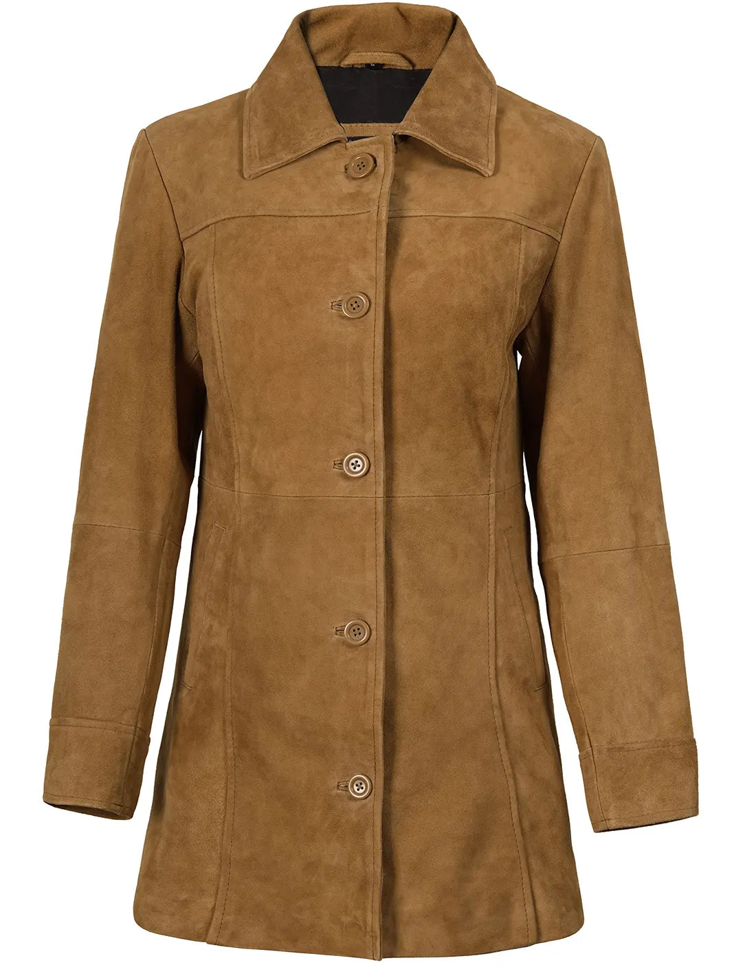 Kandis Womens Light Brown Suede Car Coat