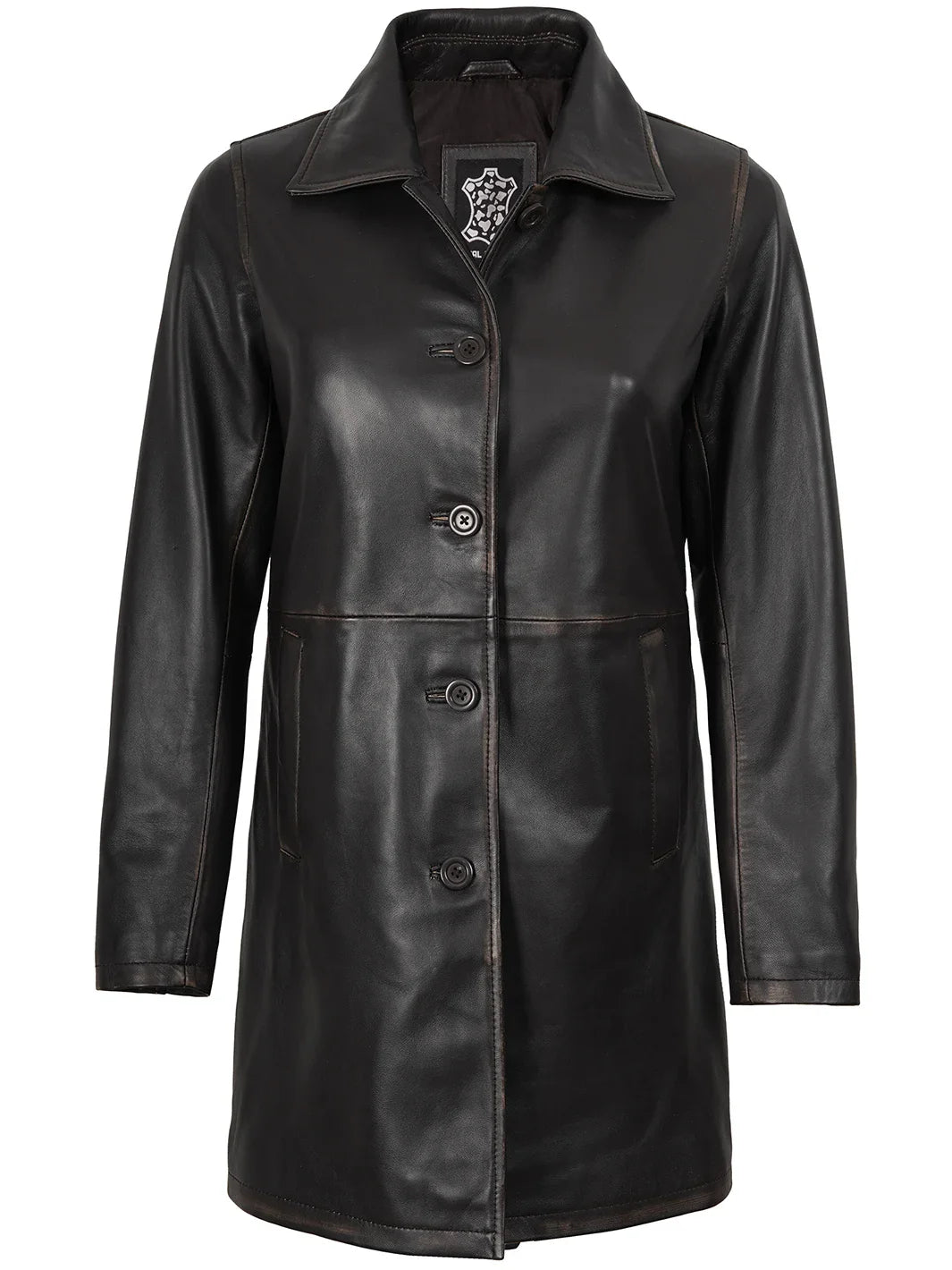 Winchester Women's Distressed Dark Brown Leather Coat