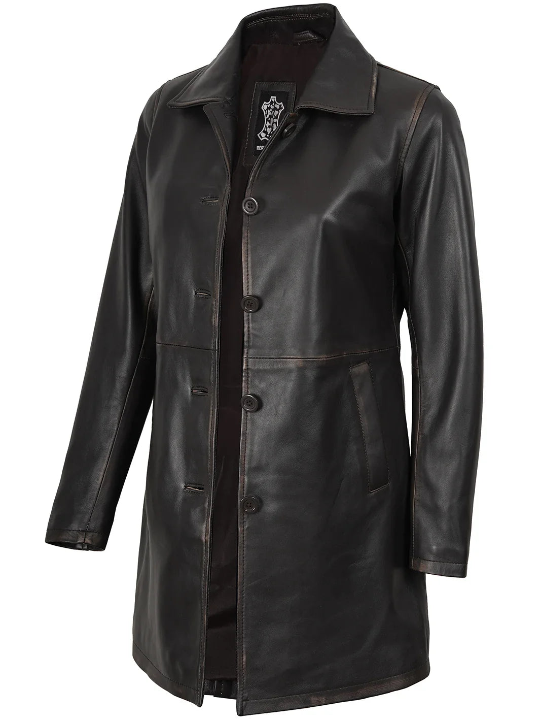 Winchester Women's Distressed Dark Brown Leather Coat