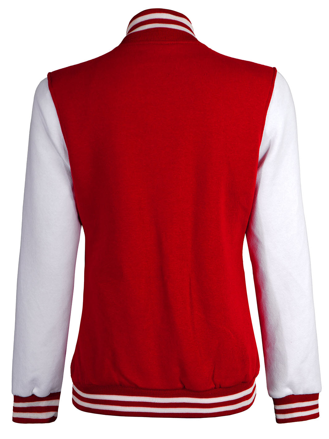 Women's White & Red Plain Letterman Varsity Jacket