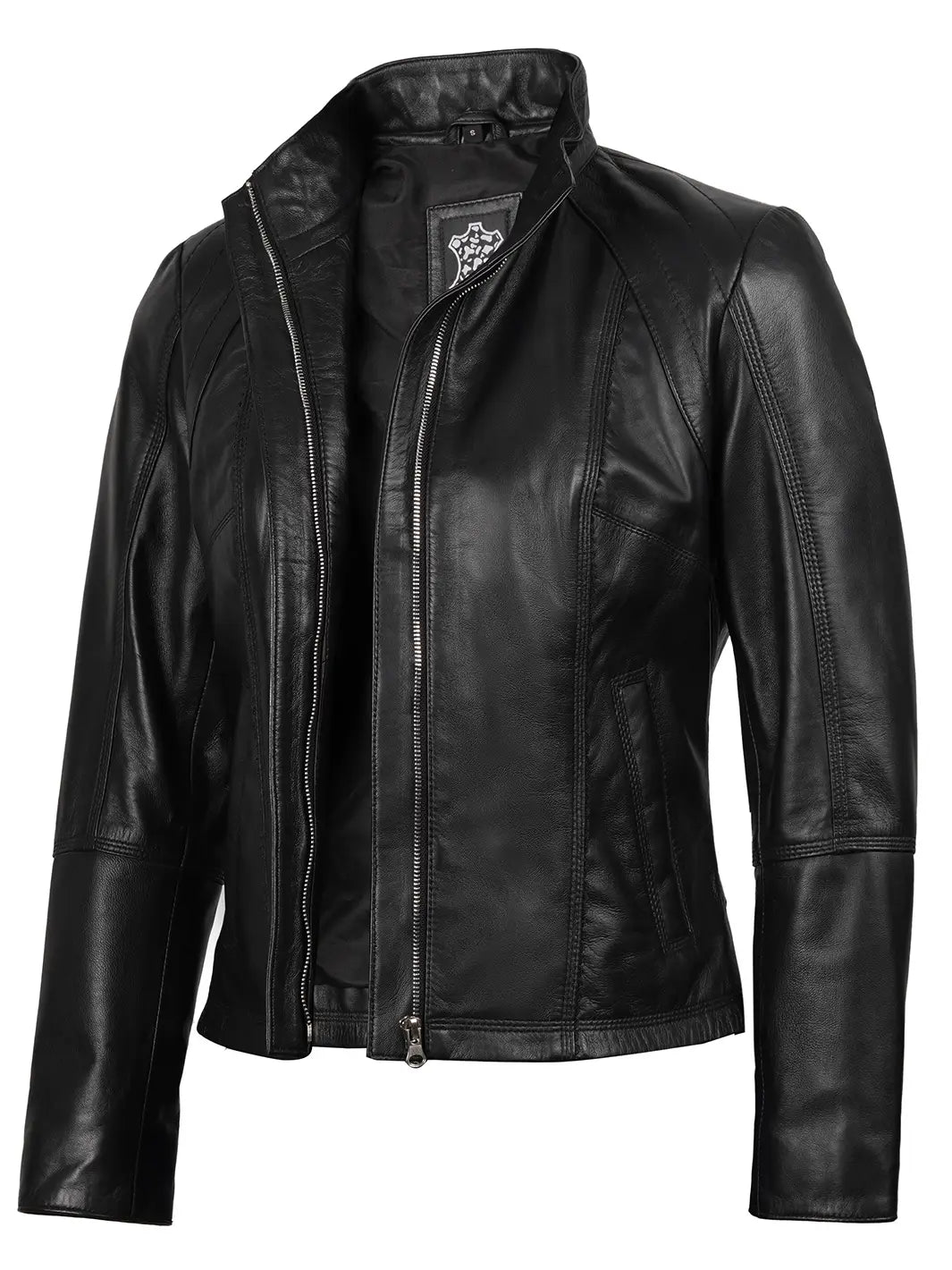 Real Leather Women's Black Biker Style Jacket
