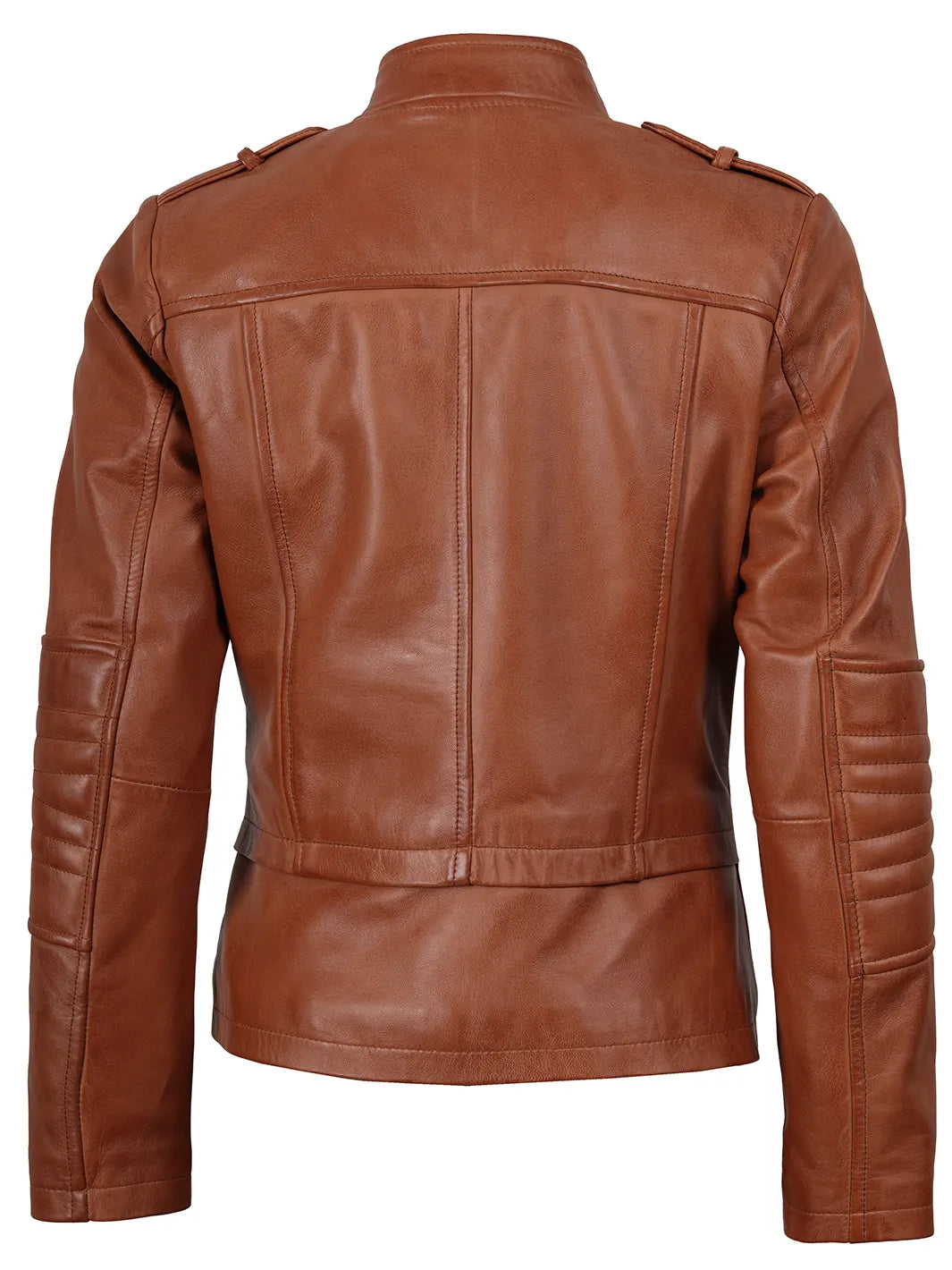Monica Women's Tan Brown Leather Biker Style Jacket