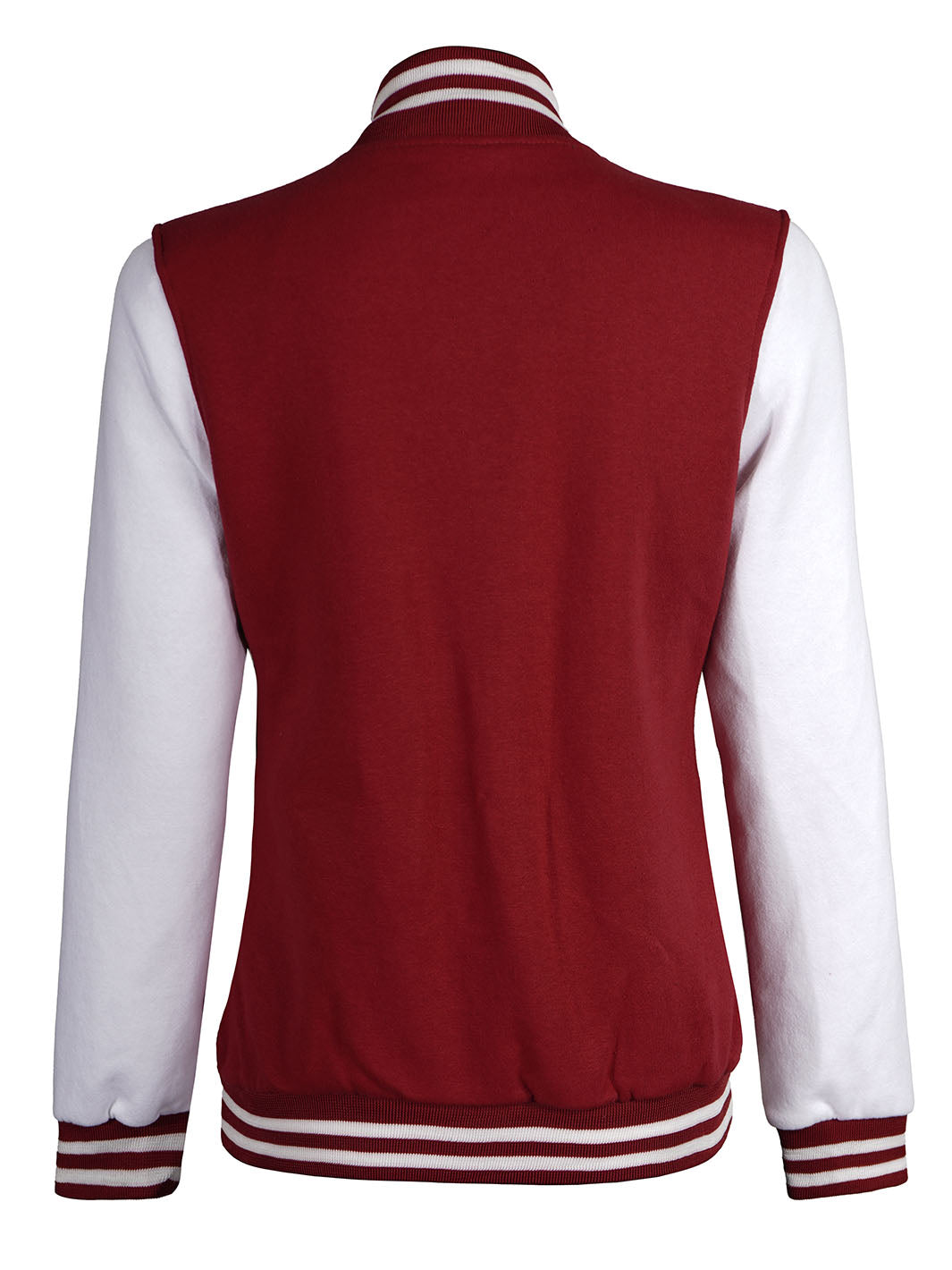 Women's White & Maroon Plain Lettermen Varsity Jacket
