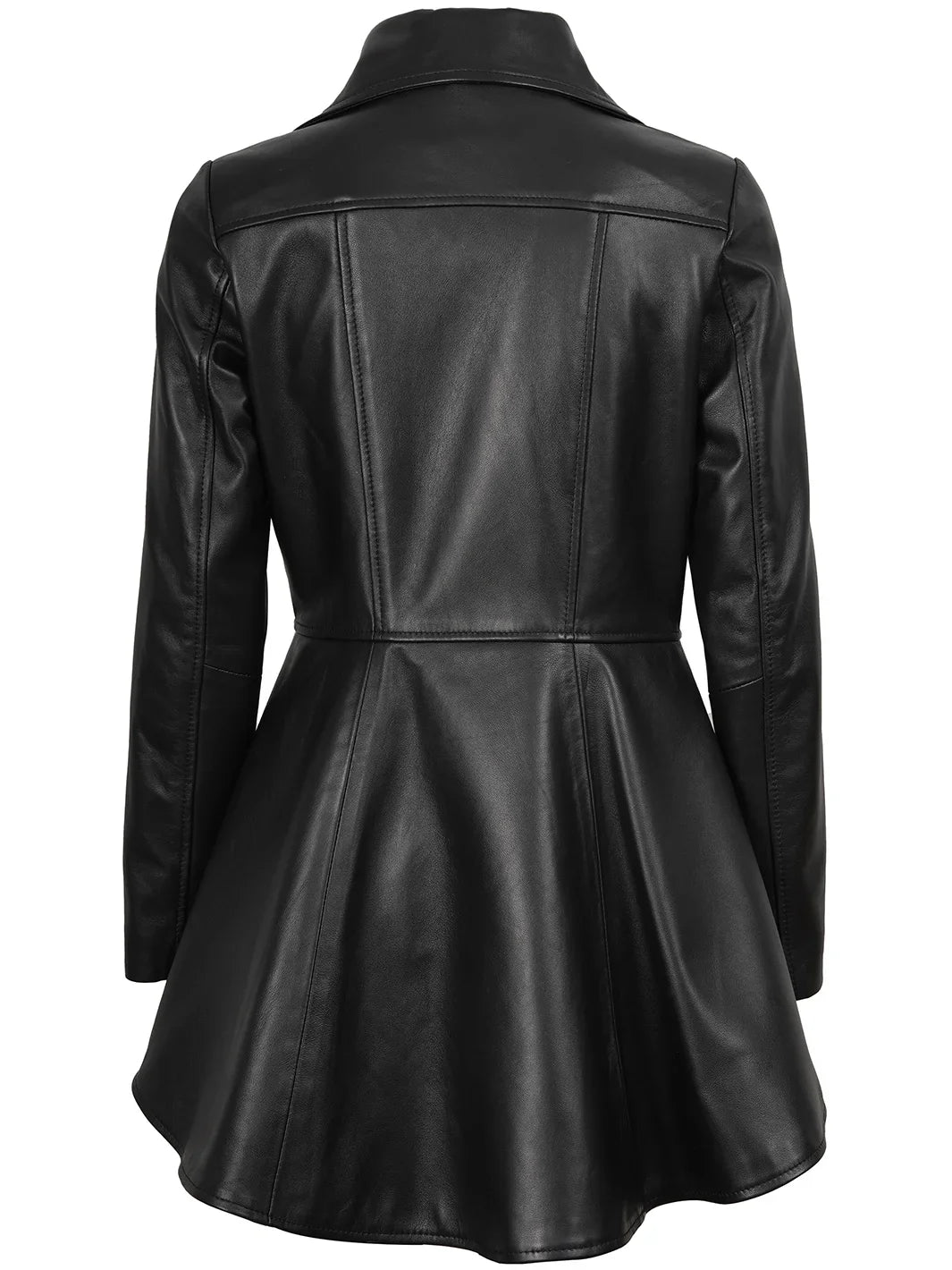Clarissa Womens Black Asymmetrical Peplum Leather Jacket
