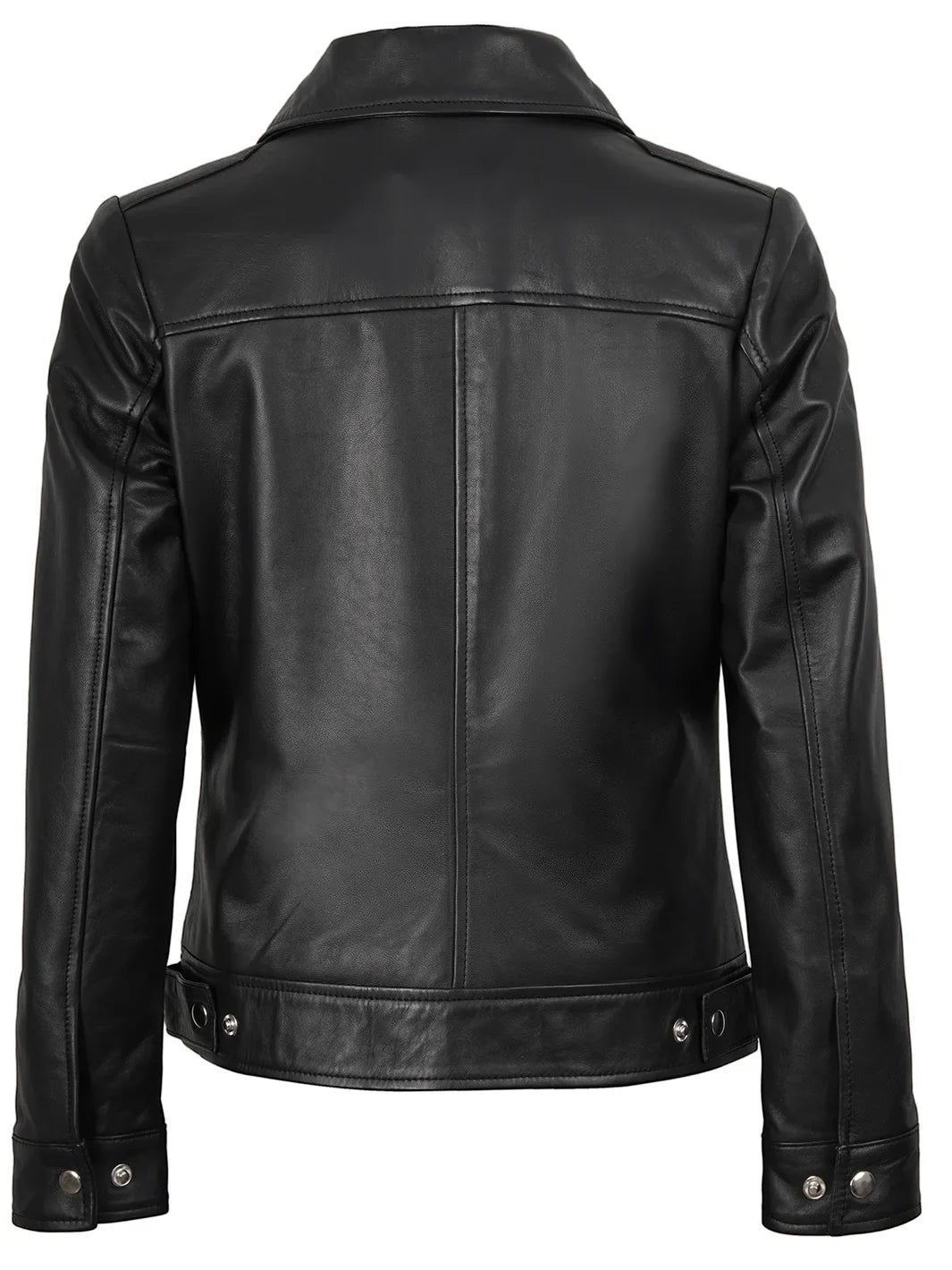 Women's Harrington Style Black Real Leather Jacket