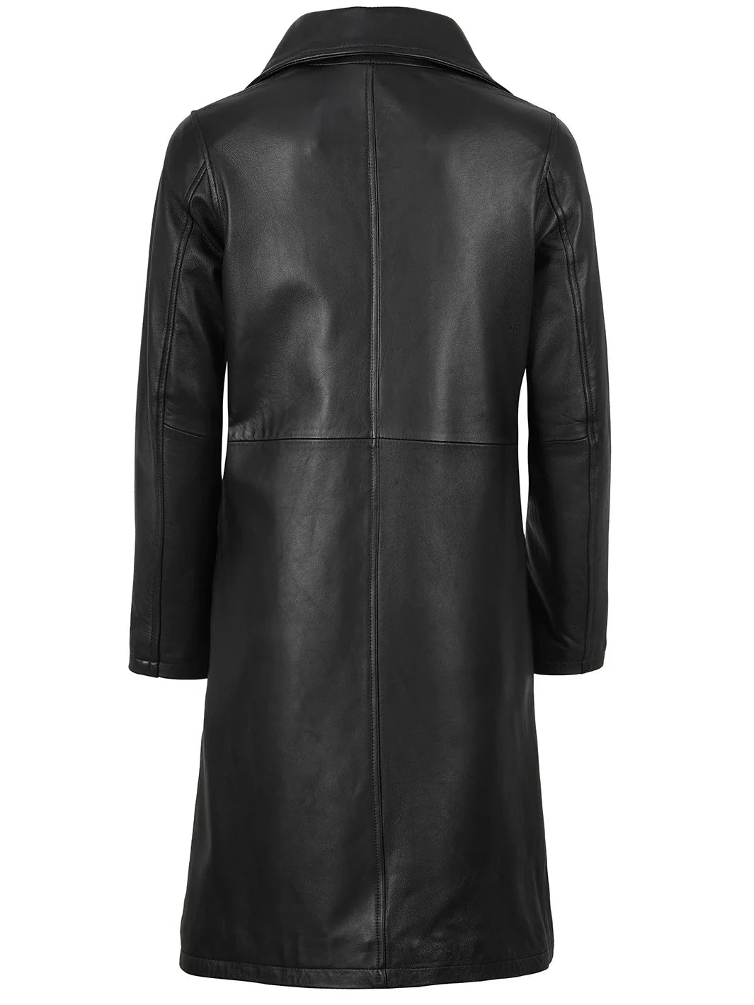 Women's Black Real Leather Car Coat