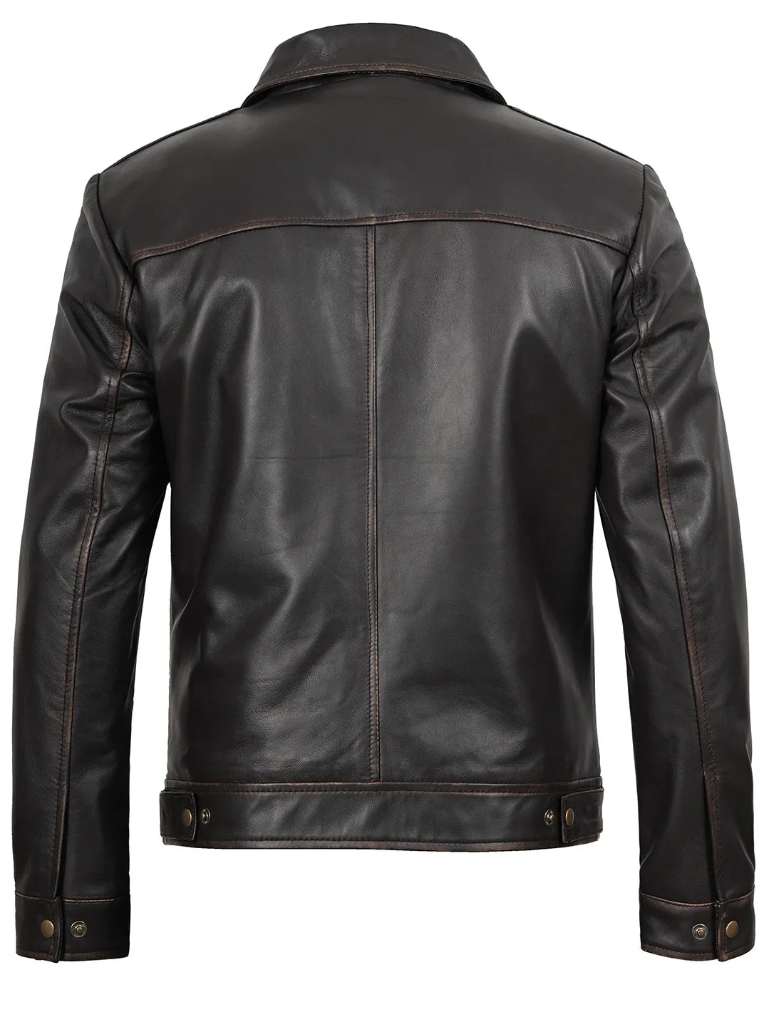 Mens Distressed Dark Brown Biker Style Leather Jacket
