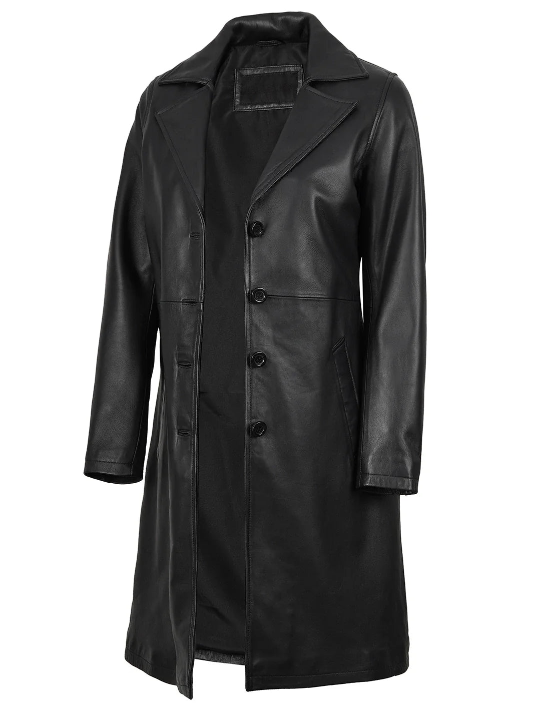 Women's Black Real Leather Car Coat