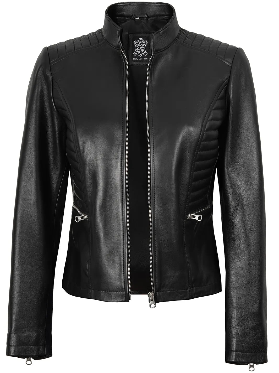 Rachel Women's Black Cafe Racer Style Leather Jacket