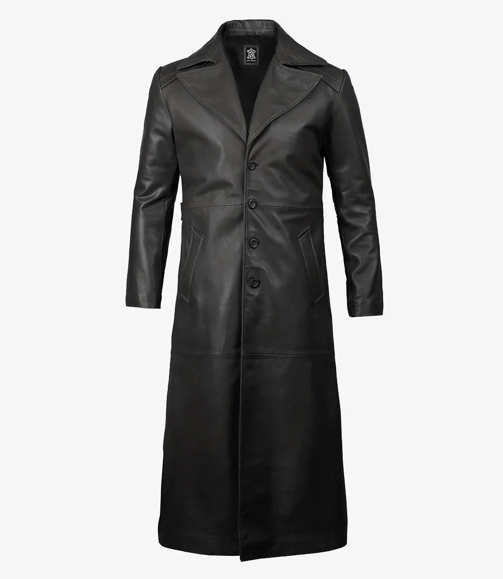 Jackson Men's Black Leather Long Duster Coat