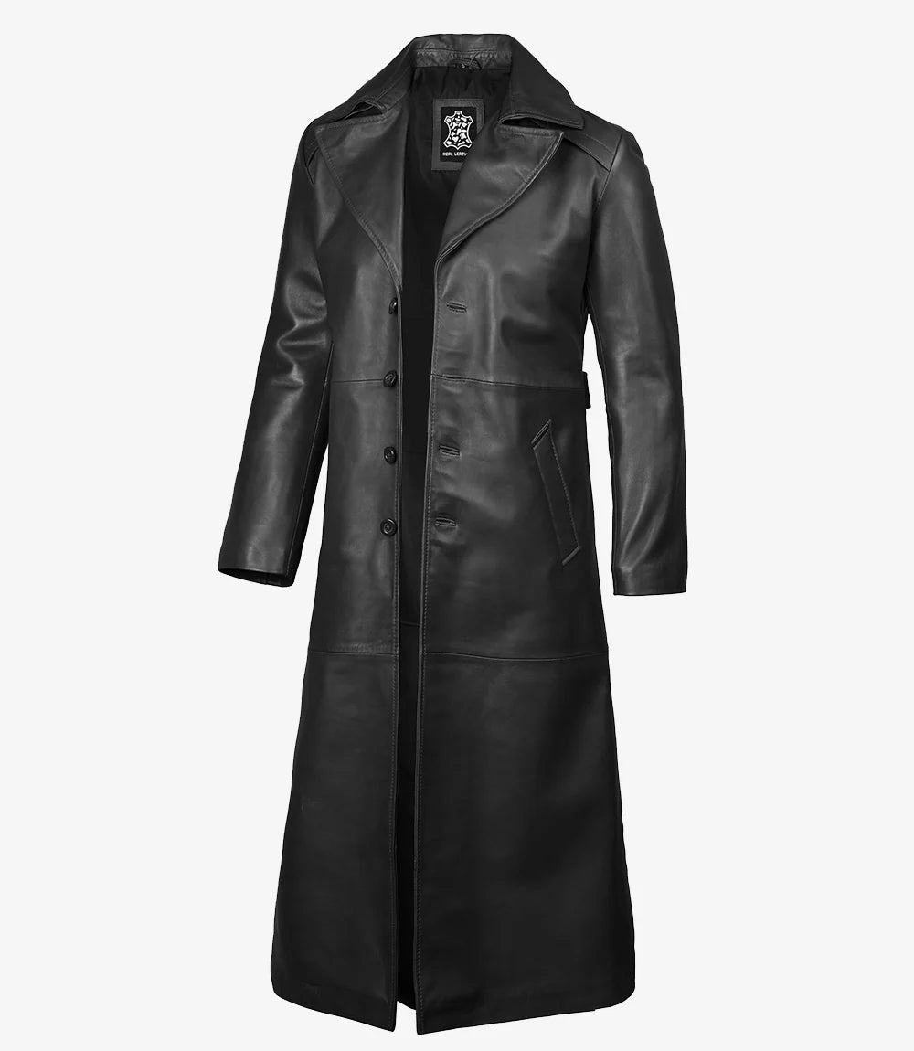 Jackson Men's Black Leather Long Duster Coat