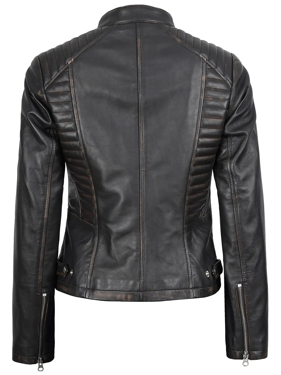 Real Leather Women's Dark Brown Biker Style Jacket