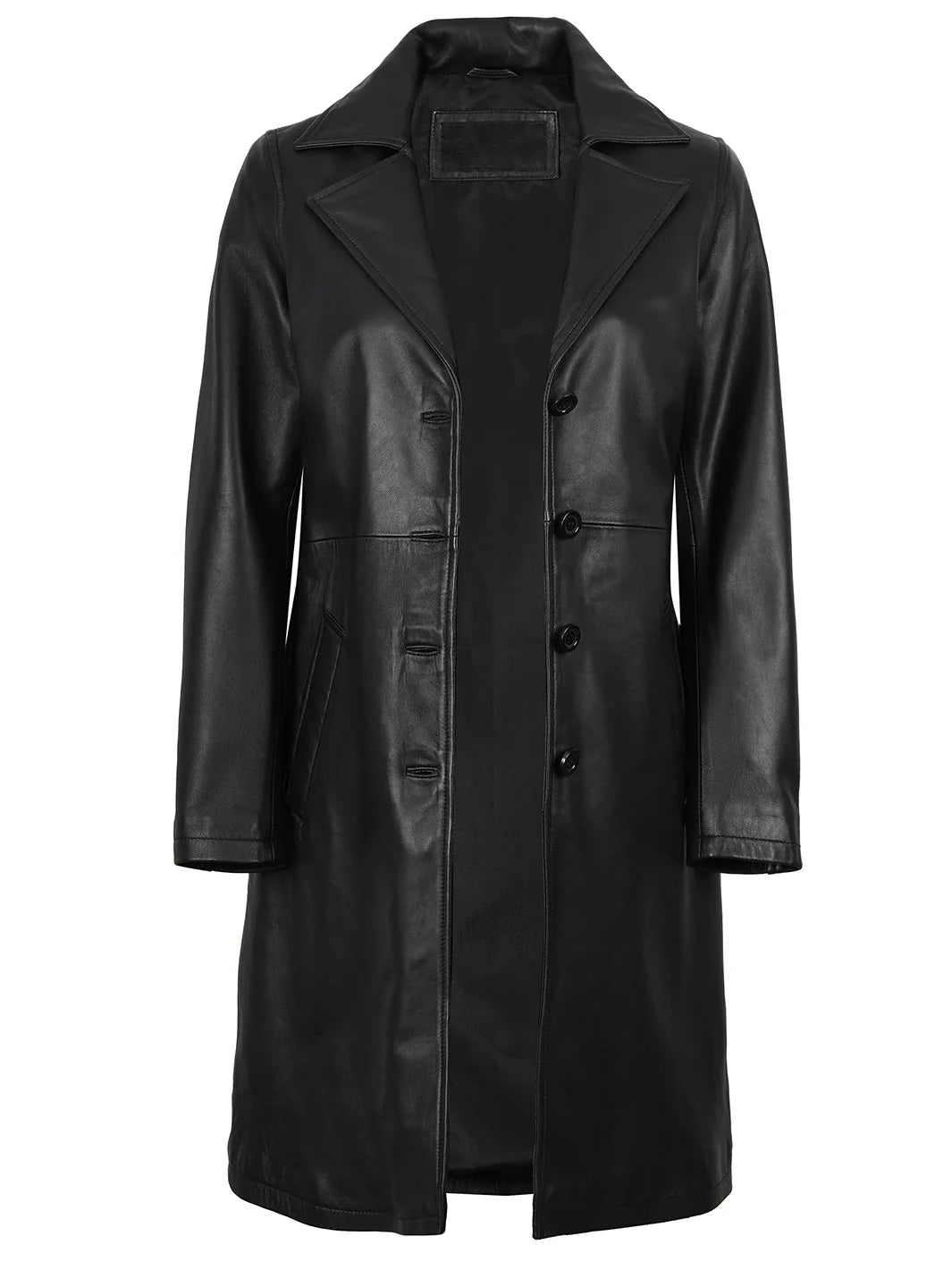 Women's Black Real Leather Car Coat