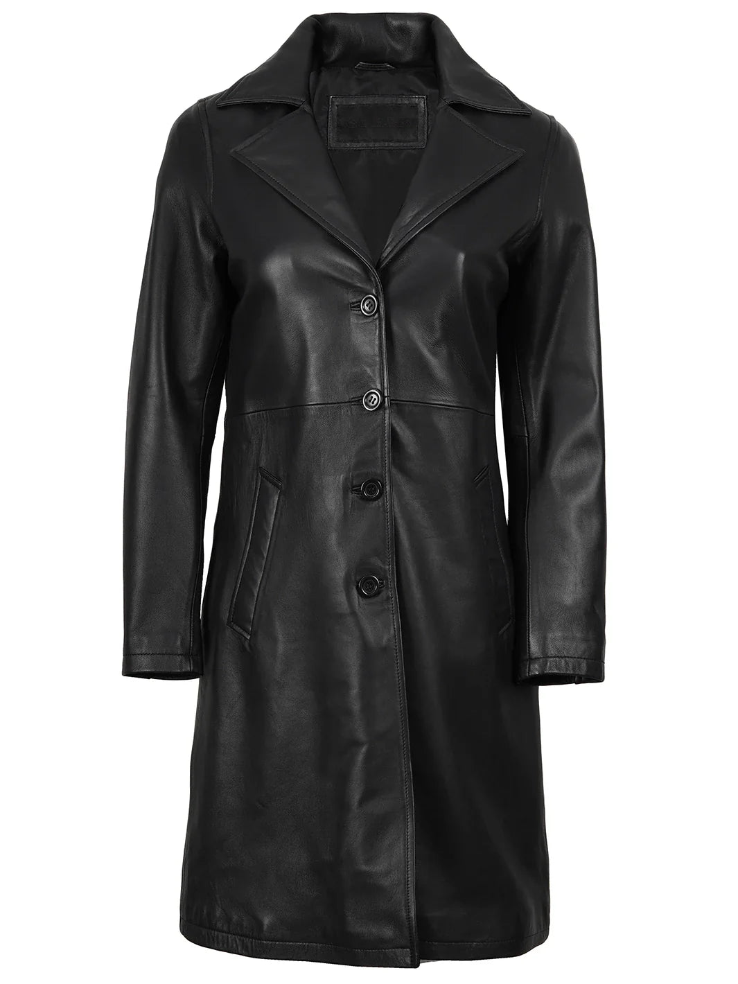 Women's Black Real Leather Car Coat