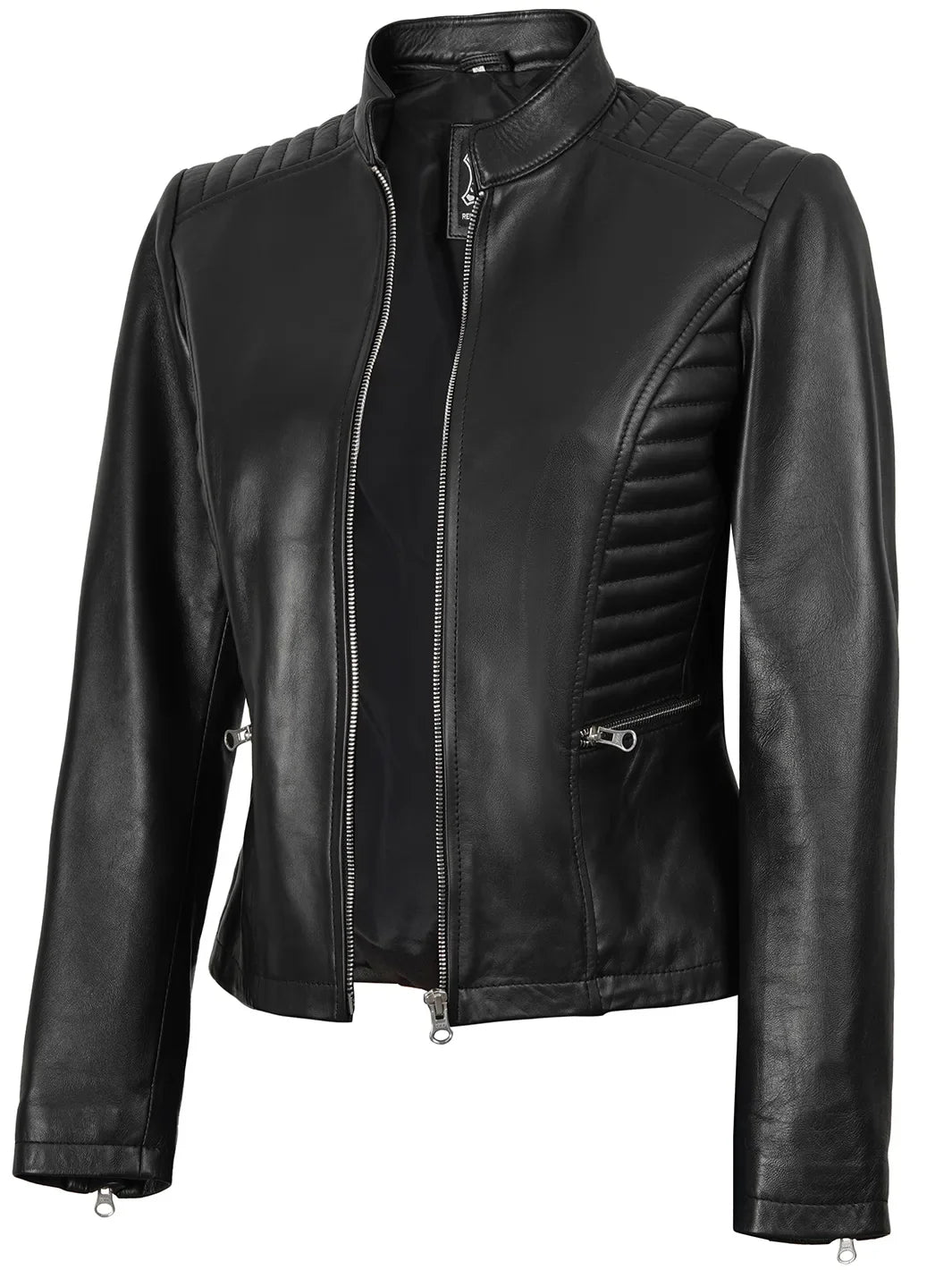 Rachel Women's Black Cafe Racer Style Leather Jacket