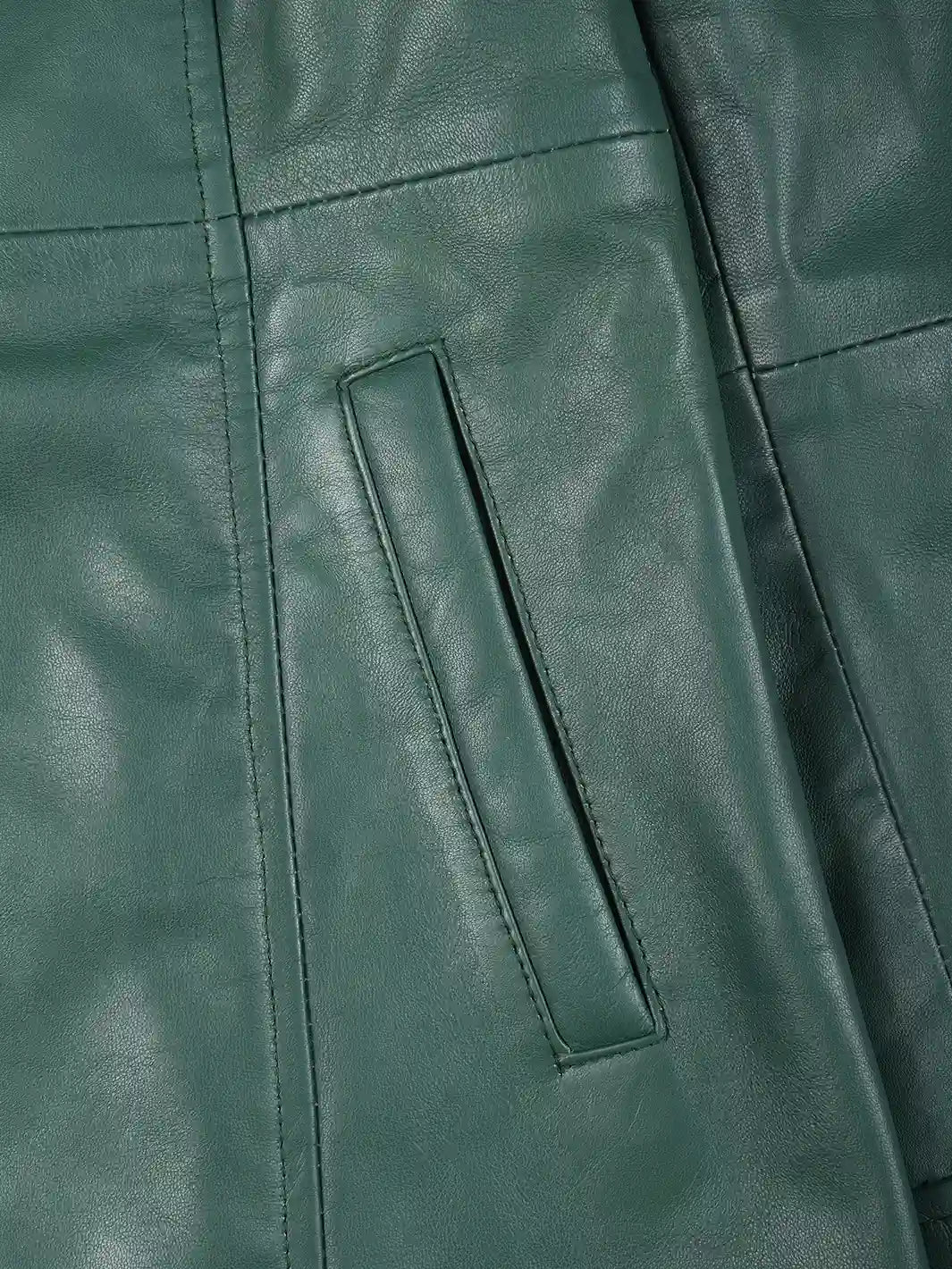 Kandis Women's Green Real Leather Car Coat