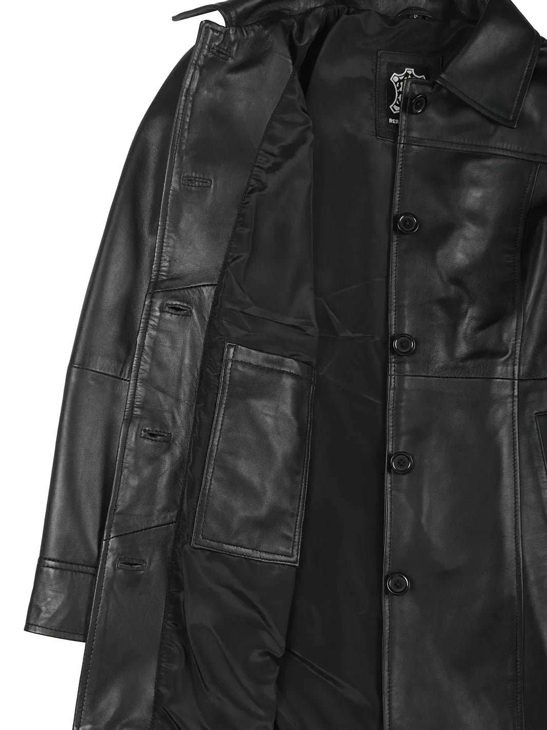 Kandis Womens Black 3/4 Length Leather Car Coat