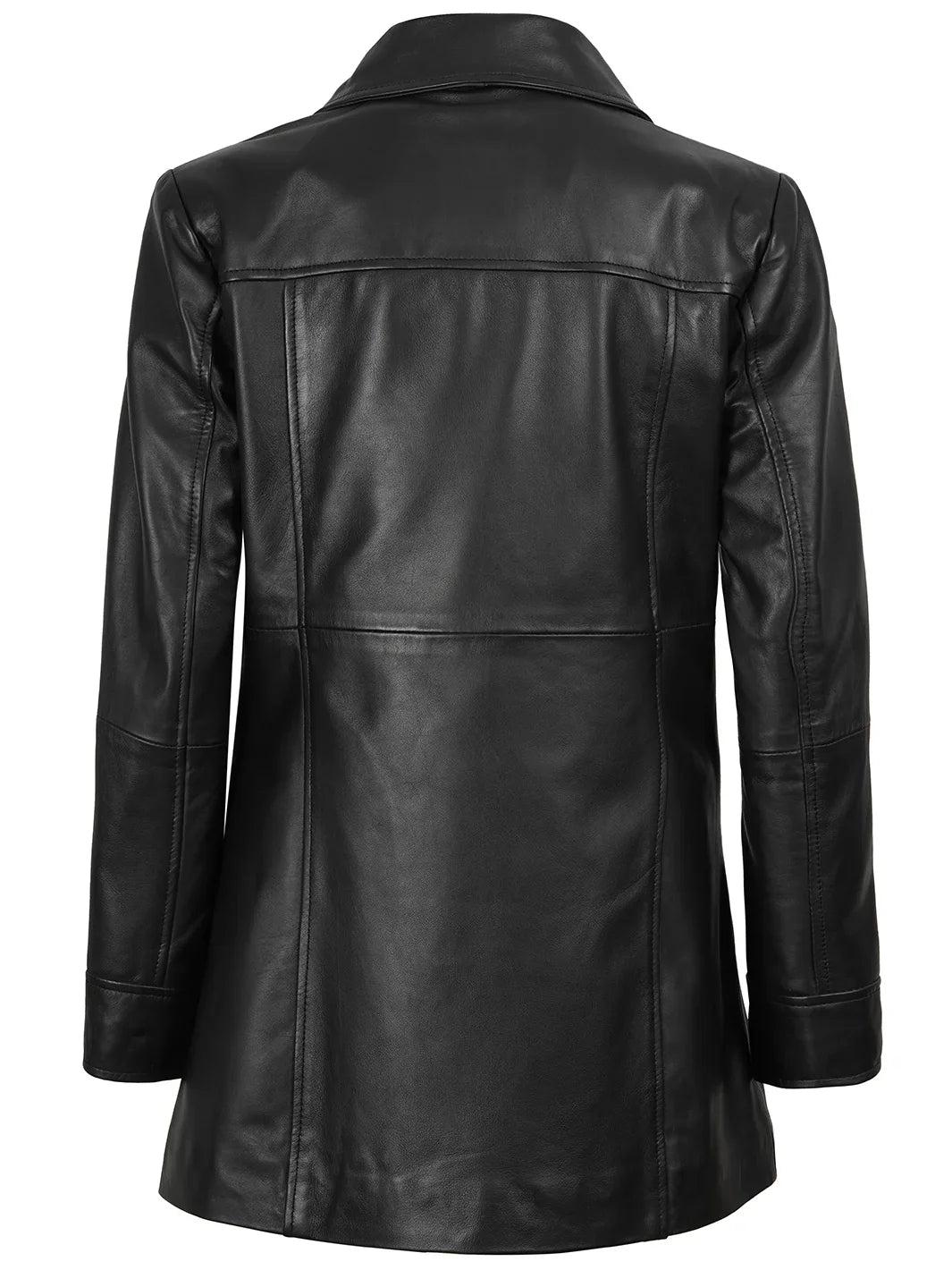 Kandis Womens Black 3/4 Length Leather Car Coat