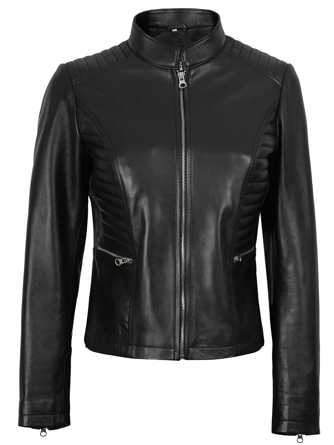 Rachel Women's Black Cafe Racer Style Leather Jacket