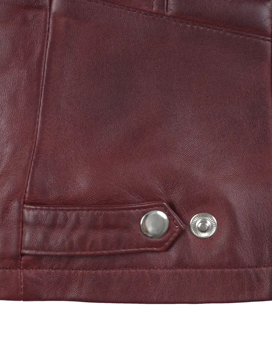Women's Burgundy Cafe Racer Leather Jacket