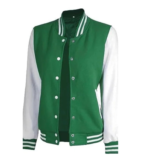 Women's Green and White Varsity Jacket